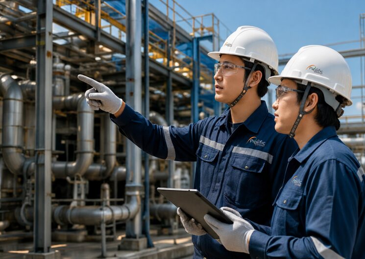 Engineers reviewing a plant