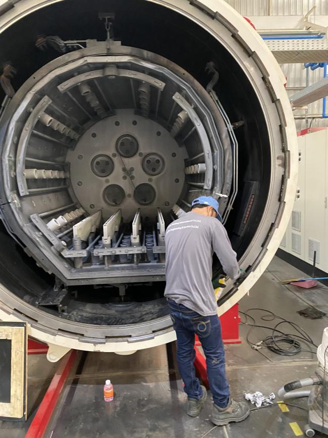 Preventative maintenance of vacuum furnaces.